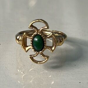 Vintage Green and Gold Boho Avon Ring